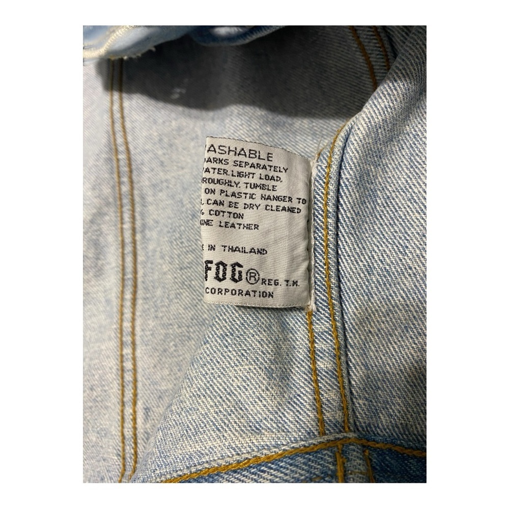 London Fog, Blue Denim Jacket with Brown leather Collar - Picture 8 of 15